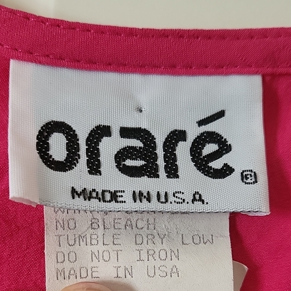 Orare Vintage Hot Pink V-Neck Top Embroidered Women Size M - Picture 2 of 8